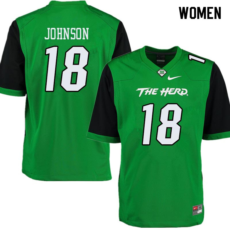 Women #18 Dontrell Johnson Marshall Thundering Herd College Football Jerseys Sale-Green - Click Image to Close